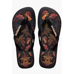 Anthropologie Havaianas x Farm Rio Flower Thong Sandals in Black 9/10 NWT